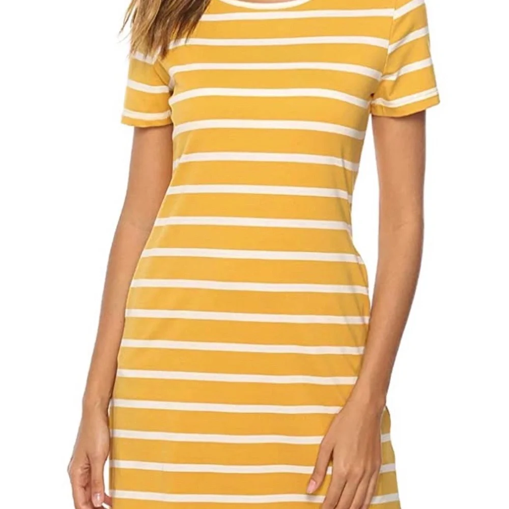 Feager Short Sleeve Stripe Knit Shift Dress - Picture 2 of 7